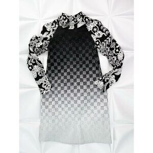 NWT Zaza Coutoure Sz M Black White Checkered Shift Dress NEW Jacquard Womens